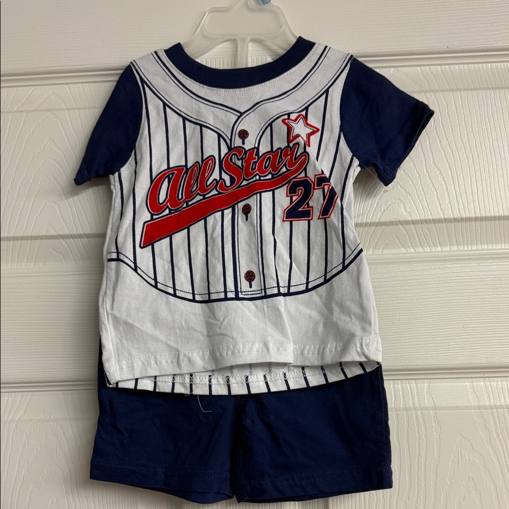 All Star Kids Baseball Shirt and Shorts Set - Navy and White